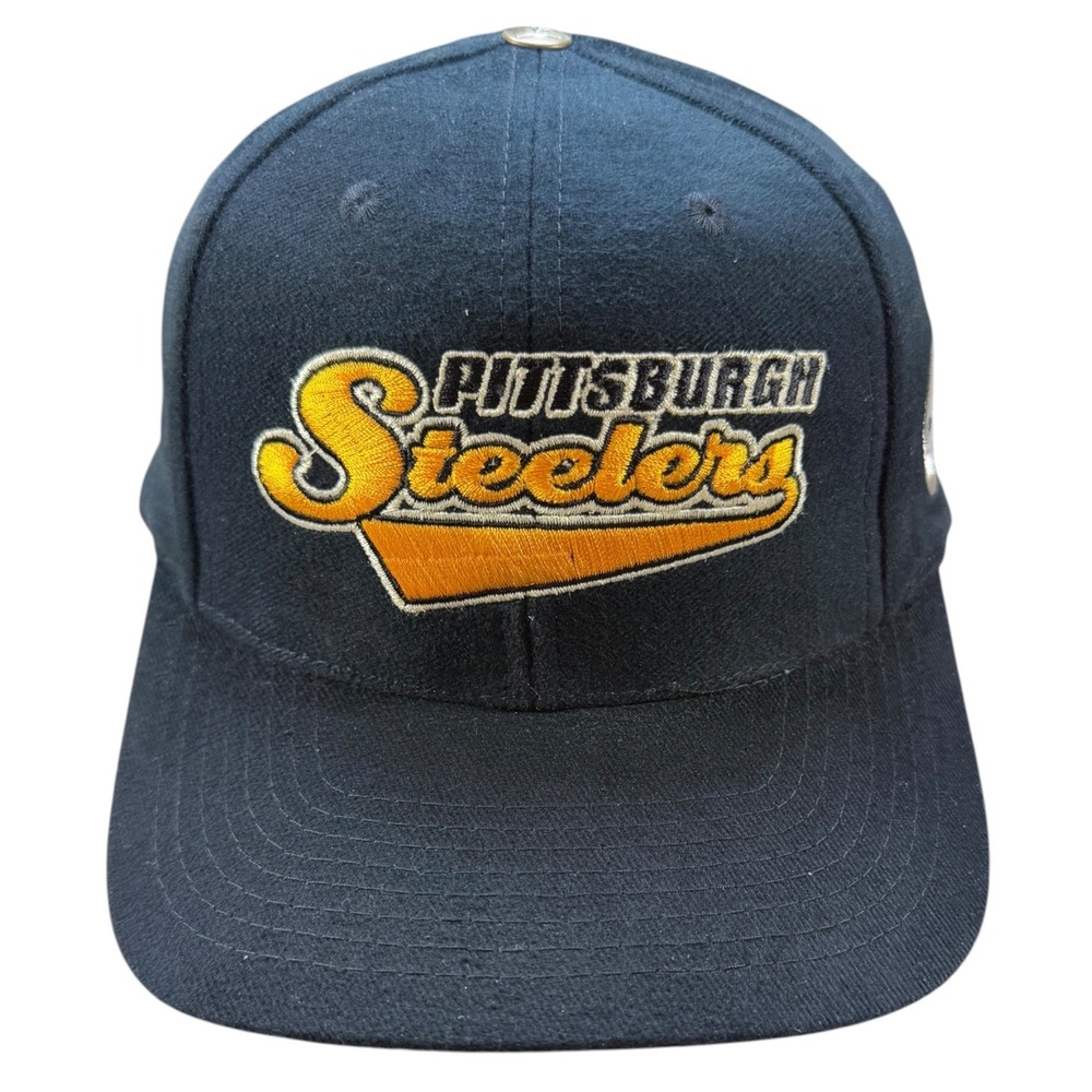 Vintage 90s Pittsburgh Steelers Russell Athletic Strapback Hat Brass Green Brim